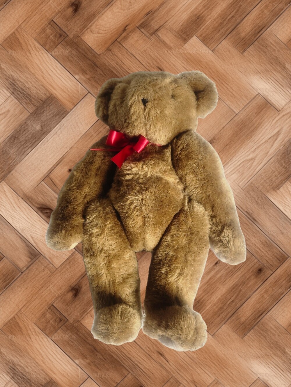 🧸 VTG Vermont Teddy Bear Co. Brown Plush Bear w/ Red Ribbon 🎀